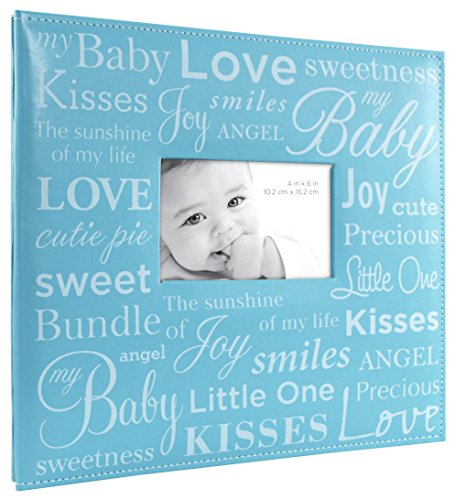 Image of MCS Expandable 10-Page Baby Scrapbook Album with Photo Opening Cover and 12 x 12 Inch Pages, 13.5 x 12.5 Inch, Baby Blue Expressions
