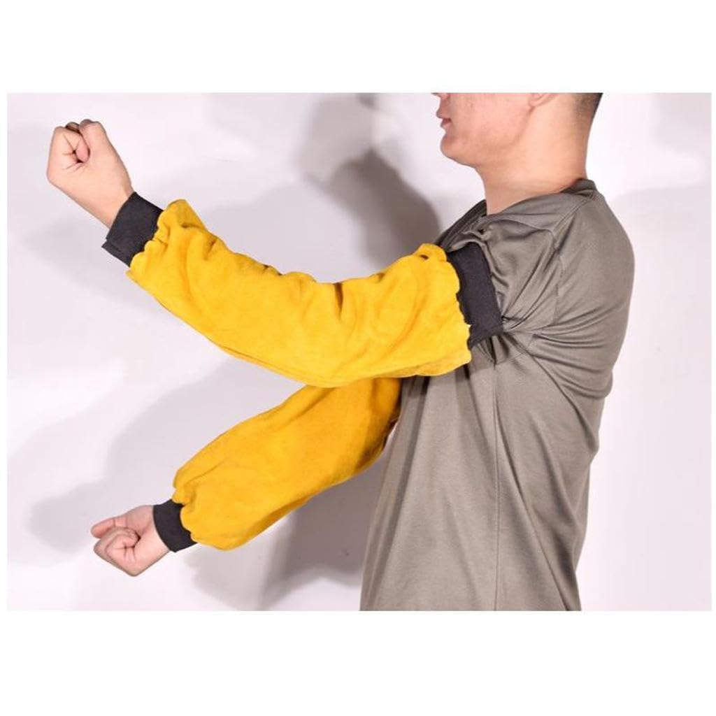 1 Par de Resistentes de material cuero para Soldadura con Elástico, Amarillo a
