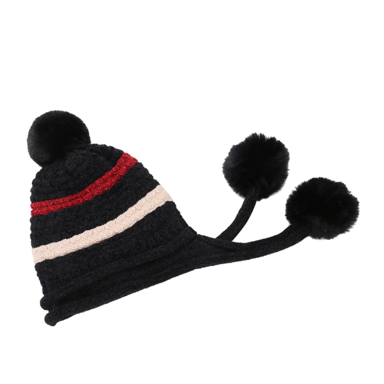 3 Stück Gestrickte Wollmütze Jungen Mütze Mädchen n n Damen n Und n Damen Strick Strick Mit Ohrenklappen Warme Beanie Bommel Weiche