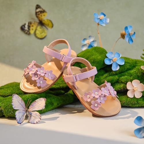 Image of PHIRAMIN Toddler Girl Sandals - Flower Girl Dress Shoes Open Toe Little Kid Wedding Party