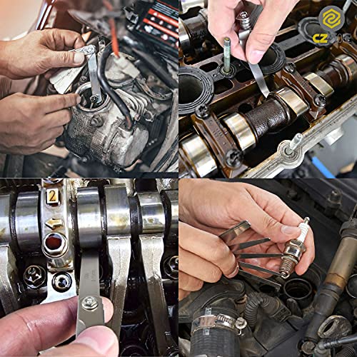 CZ Store Fühlerlehre |32 Stk.|✮✮LEBENSLANGE GARANTIE✮✮- Edelstahl-Shims zum Prüfen von Ventilspiel & anderen Maßen am Motor - Faltbares Werkzeug, Ventillehre, Blattlehre für Auto/Motorrad