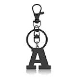 DlaeKua Initial Monogram A-Z Keychain 26 Black Letter Initials Keyring for Handbag Car Key Bag Keyring