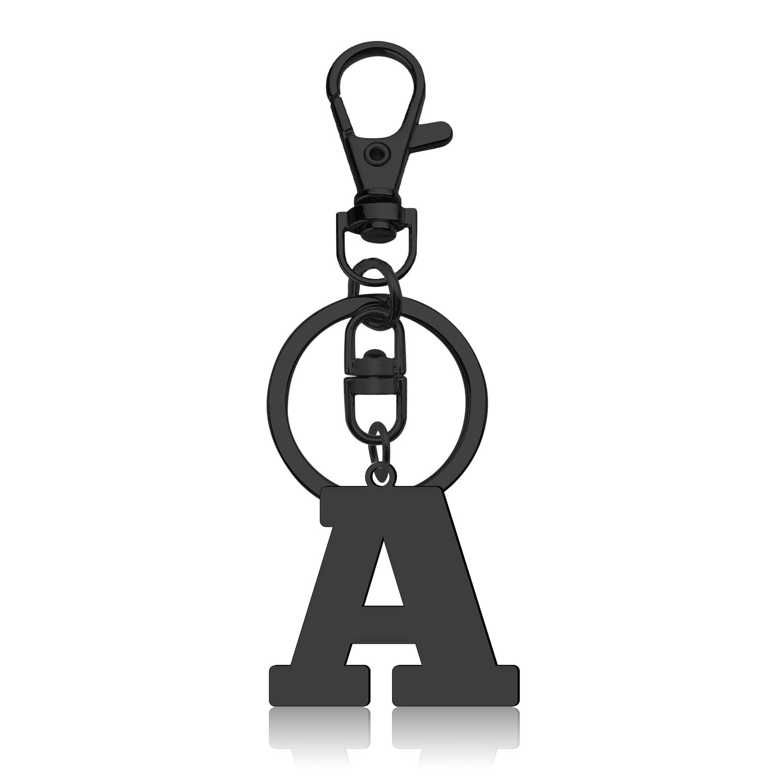 DlaeKuaInitial Monogram A-Z Keychain 26 Black Letter Initials Keyring for Handbag Car Key Bag Keyring