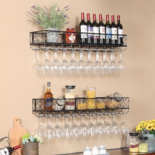 Présentoir de rangement multifonctionnel pour bouteilles de vin et verres - 4