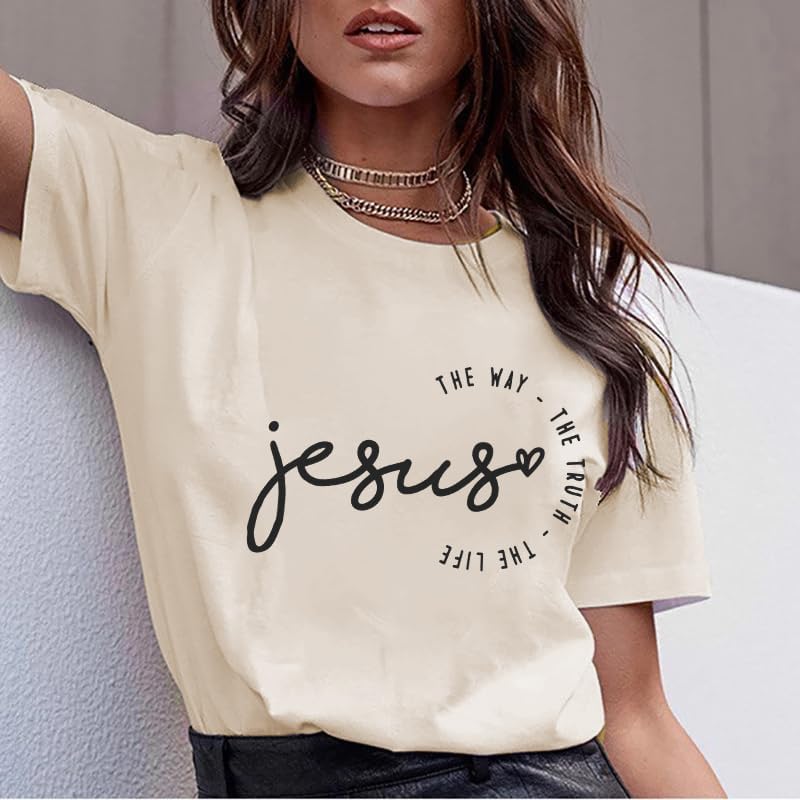 Christian Shirt for Women Jesus The Way The Truth The Life T-Shirt Bible Verse Inspirational Tee Tops - Image 4