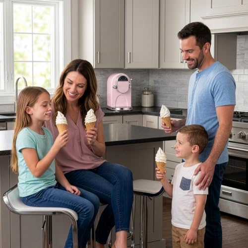 Image of Nostalgia Retro Soft Serve Ice Cream Maker - Make 10 / Four Ounce Servings of Chocolate, Vanilla, Strawberry Flavors & More - Easy Dispensing Lever & Self Clean Mode - Ready in about 20 Minutes
