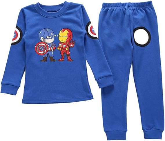 Amazon Dizoon パジャマ 子供服 キッズ 女の子 男の子 寝巻き ルームウェア 長袖 かっこいい マーベル アベンジャーズ ｔシャツ 上下セット 秋 冬 プレゼント ヒーロー 90 100 110 1 130 140 150 パジャマ 通販