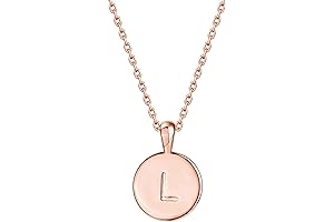 14K Gold Plated Rose Gold Charm Initial Letter Pendant Necklace for Women...