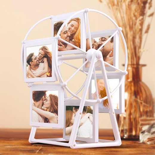 Transparent Gift Marco de Fotos Personalizado Noria. Marcos Giratorios para Parejas. Decoración Hogar. Regalos Originales para Mujer y Hombre. Regalos Personalizados con Foto San Valentín, Aniversario