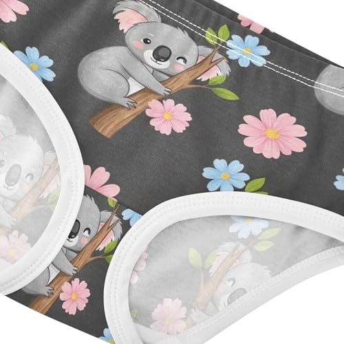 Girls Underwear Toddler 2t Cotton Cute Panties Girl Animal Briefs Girls Undies Cute Cartoon Koalas Floral Black4