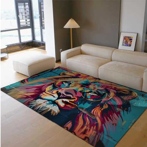 Tapis lion lavable pour chambre d'enfant tapis doux antidérapant - 3