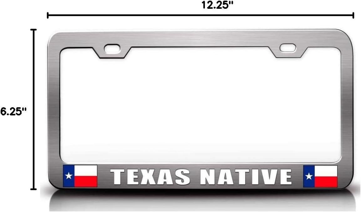 Texas Native Texas Flag Metal Car SUV Truck License Plate Frame Ch w87