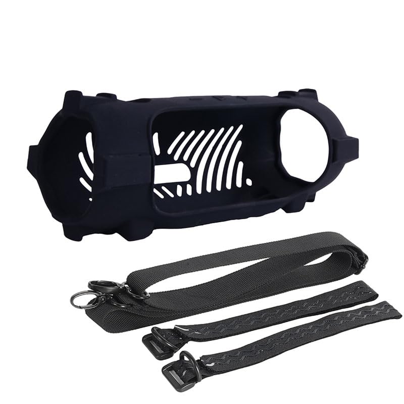 XBERSTAR Silicone Case Cover for JBL Charge 6 Speaker Protective Case Travel Carrying Cover with Shoulder Strap (Black)