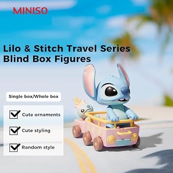 MINISO Disney Lilo & Stitch Travel Series Blind Box Figures, Stitch Blind Box Collectible Toy Surprise Figures for Room Decorations, Birthday Gifts (Single)