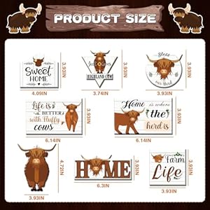 Thrist 8PCS Farmhouse Highland Cow Magnets for Fridge Farm Animal Themed Refrigerator Magnets for Home Kitchen Office Decor