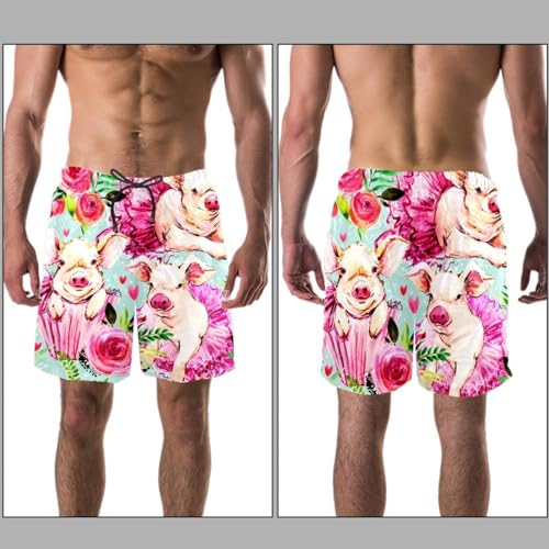 Maillot de bain séchage rapide short homme fleurs de cochon - 3