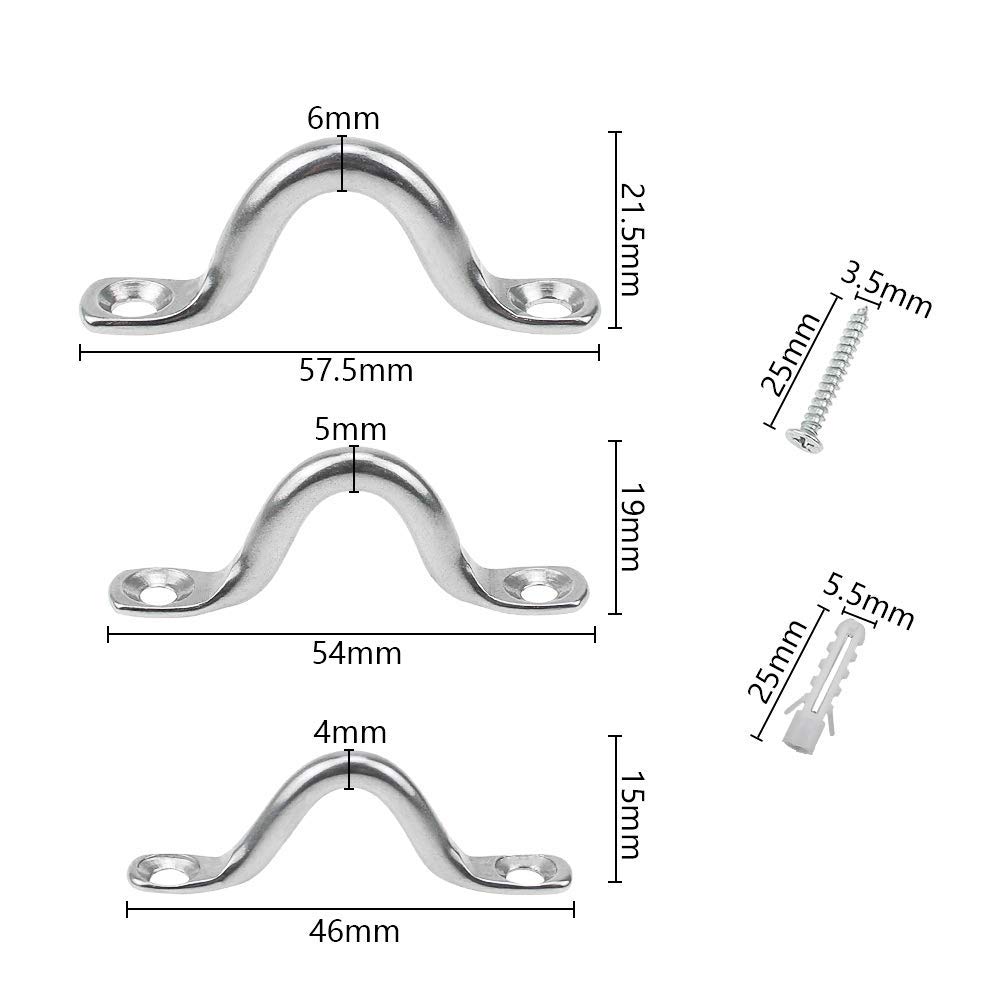 8 Cinghie A Occhiello In Acciaio Inox Per Kayak - Con Viti E Cacciavite