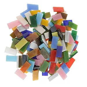 NF&E 150 Pieces Rectangle Shape Mixed Color Glass Mosaic Tiles Tessera for Mosaic Making Crafts Supplies 10x20mm