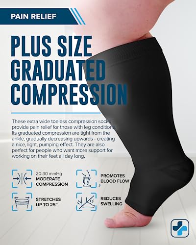 Doctor's Select Toeless Plus Size Compression Socks Wide Calf - Up To 6Xl | 20-30 Mmhg Compression Socks For Women Open Toe #TOP1