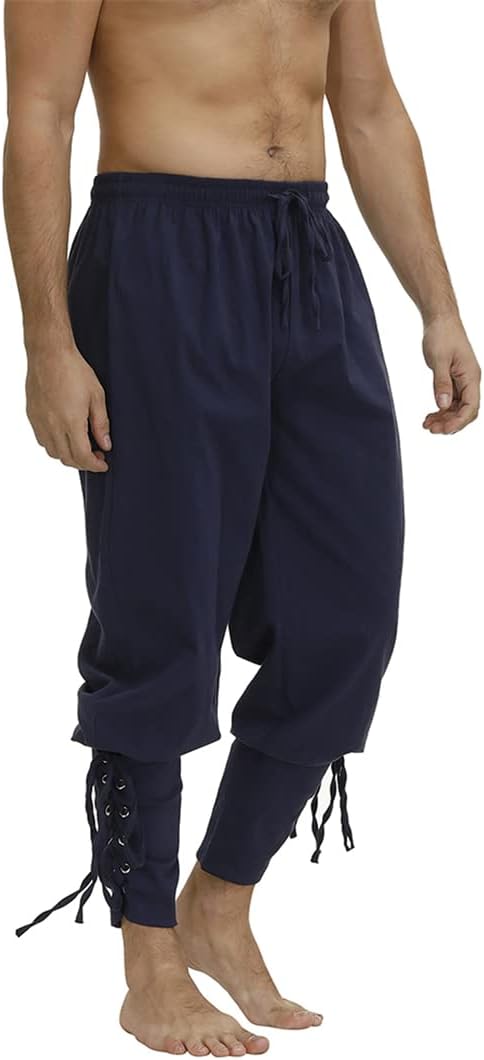 Pirate Pants Mens Medieval Trousers Plus Size Costume for Men Women Halloween Cosplay Renaissance Pants Drawstring
