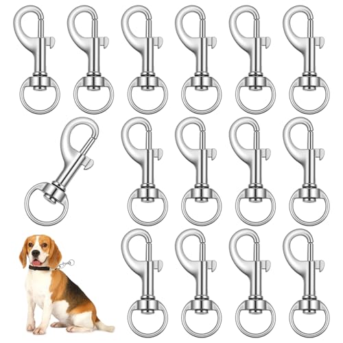 TIESOME 16 Pcs Swivel Eye Bolt Snap Hooks 360 Rotating Zinc Alloy Clip for Pet Leash Flag Pole Tarp and Key Chain