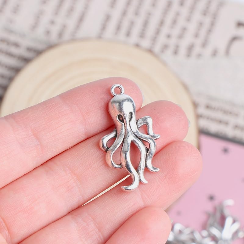 Opexicos 120Pcs Octopus Charms Octopus Pendants Antiqued Bronze Tone Making DIY Handmade Accessories Craft 17 x 28 mm - Image 3