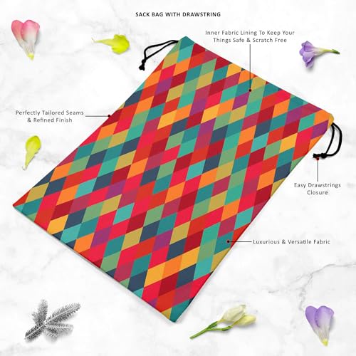 Image of ArtzFolio Diamond Tiles | Reusable Sack Bag | Bag for Gym, Storage, Vegetable & Travel