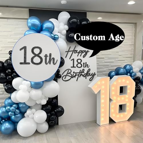 Image of Glitter Black Happy Birthday with 0-9 Numbers Sign for Backdrop - Felt Custom Age Happy Birthday Sign