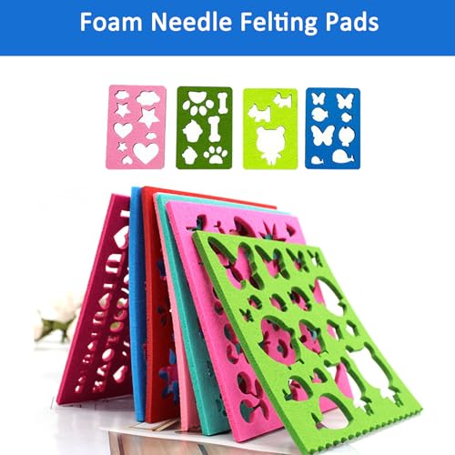 Needle Felting Kit, Wool Needles Felting Tools with 3 Sizes Needles, 4 Felt Mold, Single-needle Handle, Foam Felt Pad, Scissor, Finger Cots, Felting Supplies for Beginner DIY Felting Wool Projects
