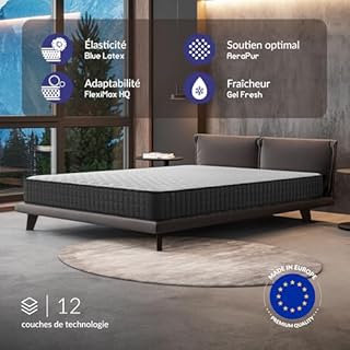 NATURALEX - Lot 2 Matelas Titanium 80x200-24 cm - Accueil Mousse mémoire de Forme + Blue Latex - Soutien Mi-Ferme - Respirant - 7 Zones - Réversible - Couchage indépendant - Fabriqué en Europe