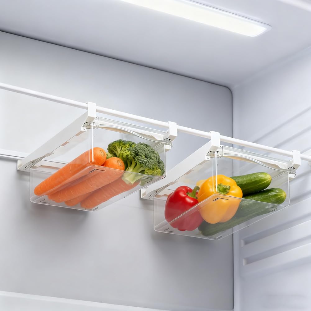 Organizador para frigorífico, Tutamaz 2 unidades, organizador para fridge y frigorífico, juego de cajones, práctico organizador de cocina para almacenamiento de huevos y cajas de almacenamiento