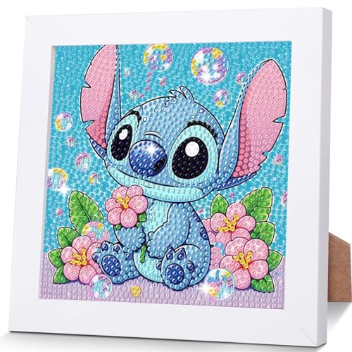 Gearock Diamond Art Kits for Adults Small 5D Diamond Painting Kits with Wooden Frame Easy DIY Cute Big Gem Kits for Beginners Cartoon Lovers Halloween Christmas Birthday Gifts