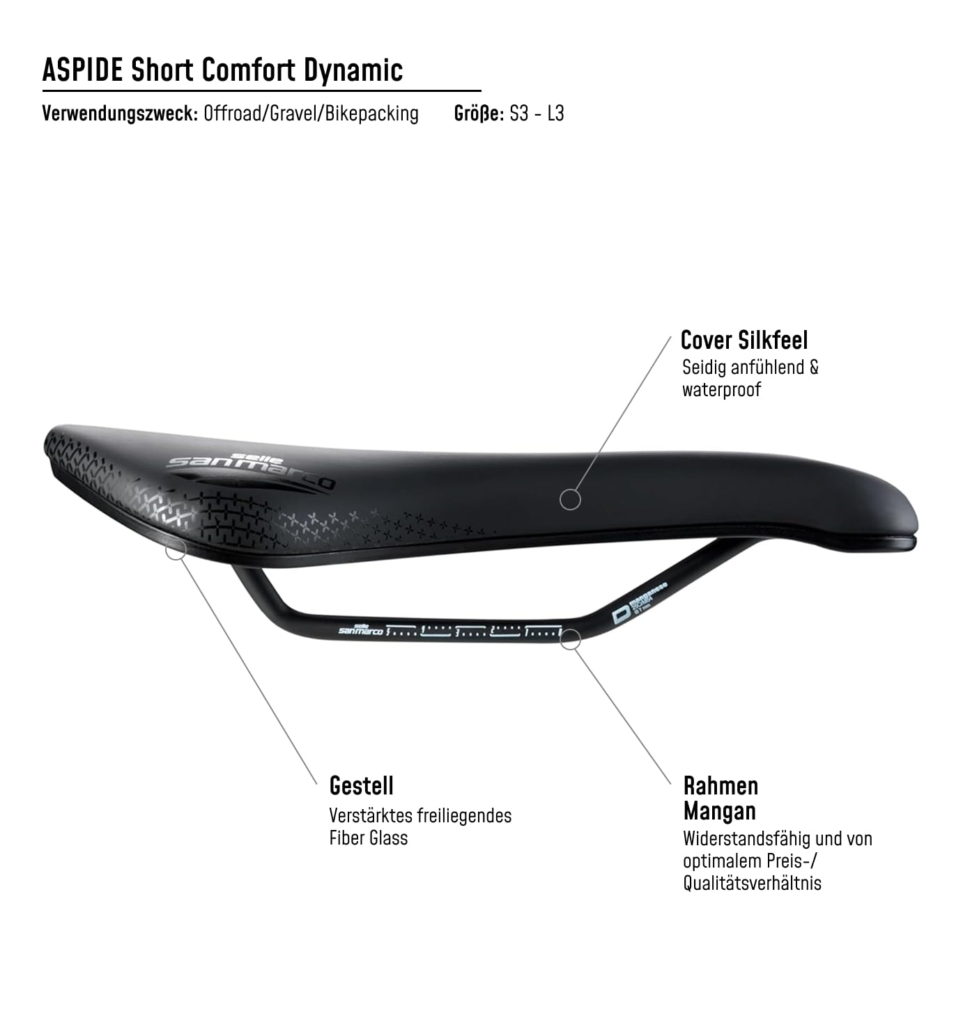 Selle San Marco Aspide Short O-Fit Comf. Dynamic Sattel Black