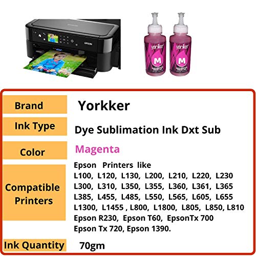 Yorkker® Sublimation Ink DXT SUB for Heat Transfer Printing on Mugs, Mobile Cases, Polyester T-Shirts etc Suitable for Epson Printers L800, L1800,... - Image 5