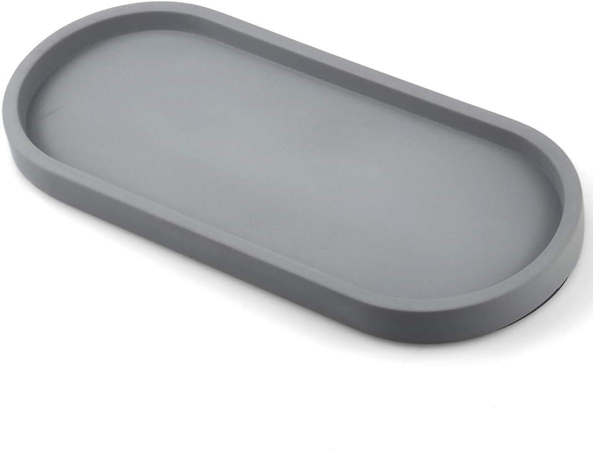 🔥 Hot Deals FREELOVE Concrete Serving Trays for Perfume Weed Jewelry Food, Decorative Tray Bath Vanity Counter Bathroom Car Coffee Table(Grey F, Oval 4.7'' by 11'')