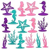Eaezerav 30 Pcs Mermaid Felt Table Centerpiece, Under the Sea Little Mermaid Theme Baby Shower Decorations Mermaid Table Decorations, Ocean Theme Table Decor for Girls, Birthday Wedding Party Supplies