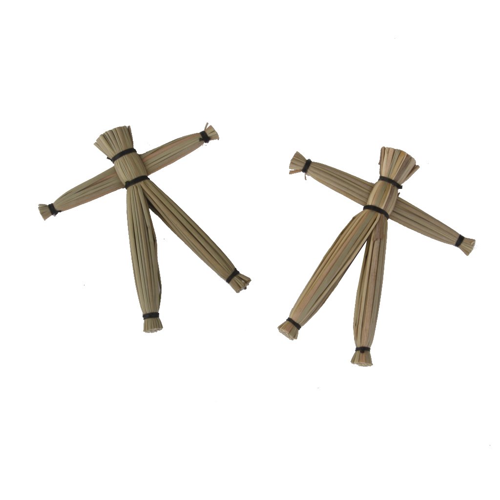 Non brand 2X Voodoo Dolls Bambola 7.5 x 7cm Paglia per Giardino