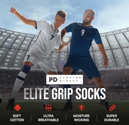 Playing Direct Grip Socks - Anti Slip Sports Socks for Soccer Football Basketball Running Yoga Hiking for Men and Women with Anti Blister Pads - (White, Large)