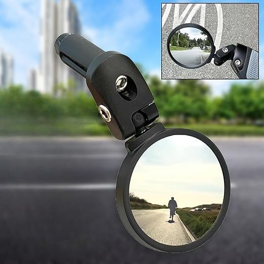 Image of Oblivion Cycle Side Mirror 2 Pc - Adjustable 360 Rotatable Bar End Foldable Convex Rear View Mirror for Bicycle & Bikes - Handlebar Mounted, Safe Cycling Accessory for Road, City & Mountain Hiking