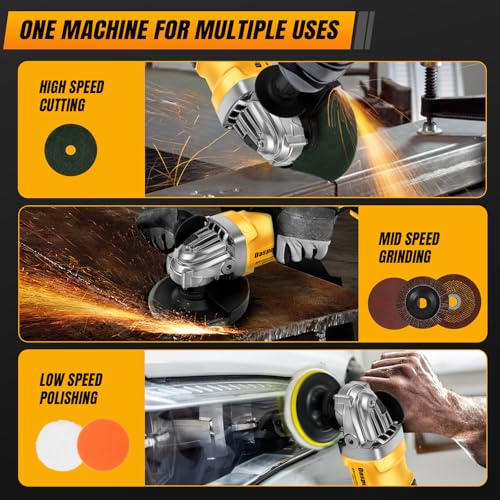 Angle Grinder Cordless Compatible with DeWalt Battery(No Battery), with 4-1/2\" 7 in 1 Angle Grinder Attachments, Angle Grinder Tool, 11000 RPM Brushless Motor for Cutting, Griding, Polishing, etc.