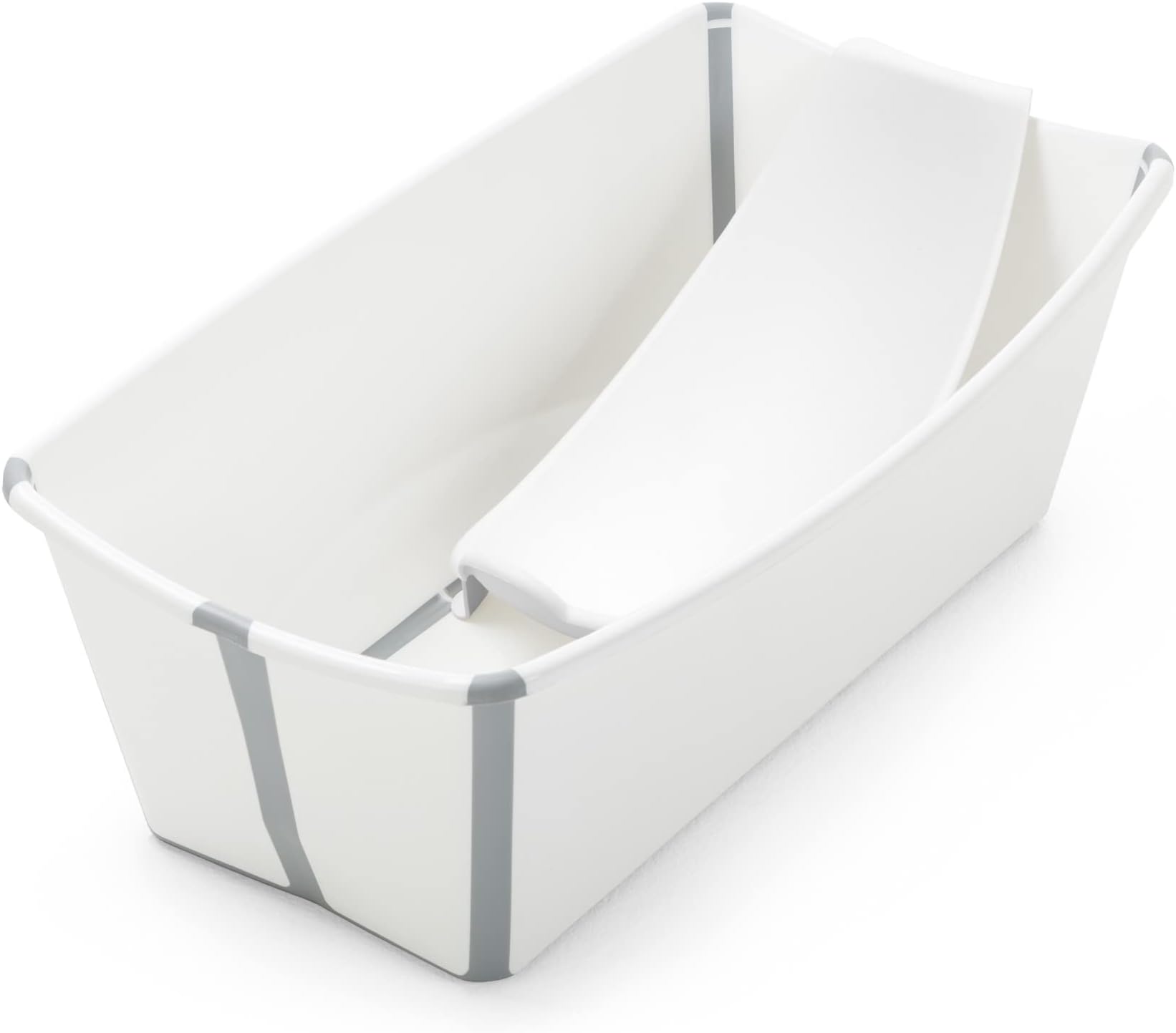 Stokke Flexi Bath Bundle, White - Foldable Baby Bathtub + Newborn Support - Durable & Easy to Store - Convenient to Use at Home or Traveling - Best for Newborns & Babies Up to 48 Months