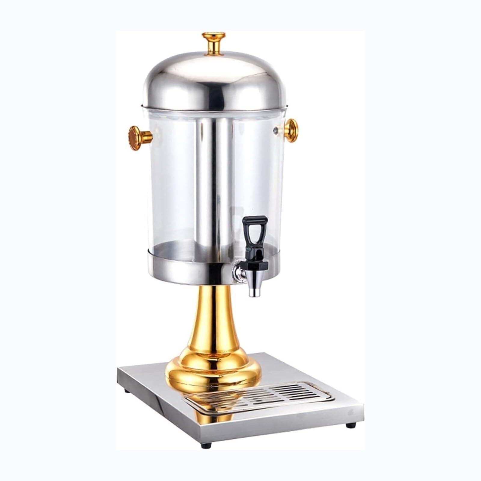 HCZKIUJY Stainless Steel Beverage Dispenser 24L/16L, Commercial Juice Dispenser for Cold Drinks, with Tap and Drip Tray for Restaurants, Parties, and Buffets (Wood 8L)