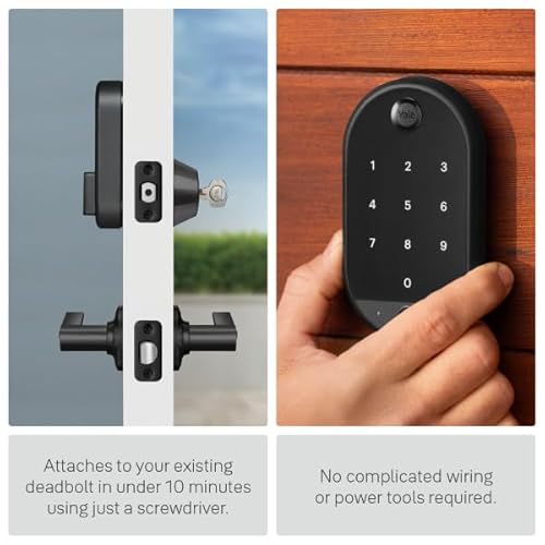 Yale Approach™ Lock Deadbolt, Black Suede Key-Free Smart Entry Door Lock with Wi-Fi Connected Touchscreen Keypad and Biometric Fingerprint Scanner for Code Entry, B-YRR110-F-WF1-N-BSP thumbnail 3