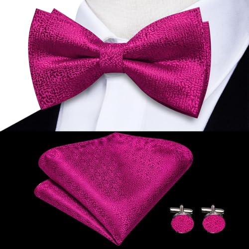 Image of Hi-Tie Men Suspender Bowtie Set Suspenders Pre-tied Bow Tie Pocket Square Cufflinks Adjustable Y Shape 6 Clips Braces Tuxedo