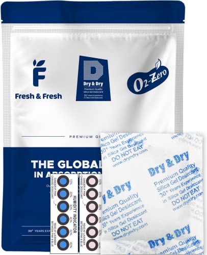 Best Deal Cheap 🛒 Dry & Dry 50 Gram [20 Packets] Silica Gel Pure & Safe Silica Gel Packets Desiccant(Rechargeable Fabric) - 5 Humidity Indicator Cards(Reusable) Silica Gel Packs