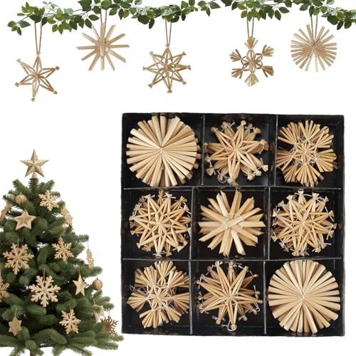 27 Stück Strohsterne Set 6cm Baumschmuck Weihnachtsdekoration...
