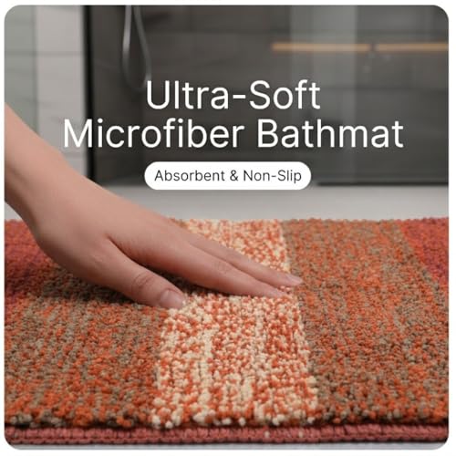 Image of Saral Home Soft Microfiber Anti-Skid Bath Mat Pack of 2 (Rust, 50X70 CM)
