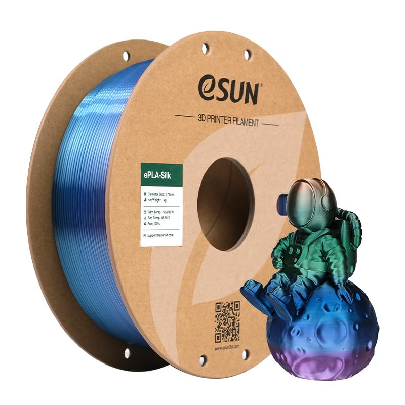 eSUN Silk Rainbow PLA Filament 1.75mm, filamento setoso multicolore per stampanti 3D PLA, colore sfumato che cambia bobina da 1KG (2.2 LBS) per stampanti 3D, Cosmico Arcobaleno