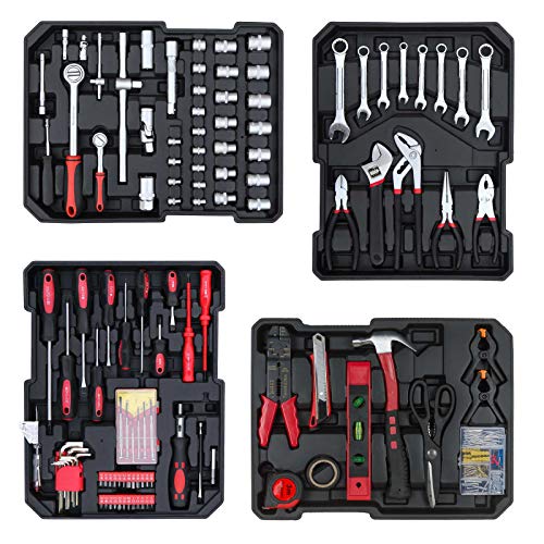 hanSe Werkzeugtrolley gefüllt Profi 1050-teilig, Werkzeugkoffer mit Rollen 50x25x42cm, Werkzeugkoffer Trolley mit 4… – Bild 3