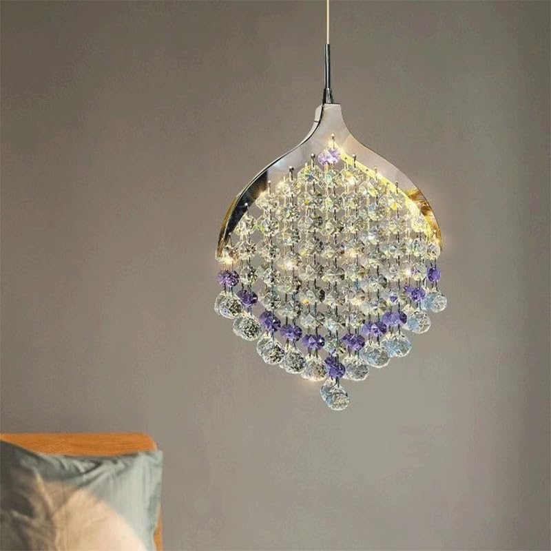 Lámpara colgante redonda blanca de techo cristal LED ajustable de un solo cabezal
